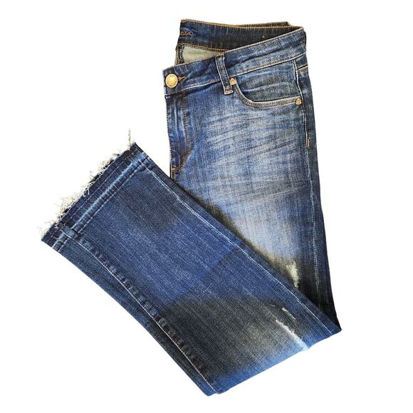 Kut from the Kloth straight leg distressed midrise denim jeans size 10 - Picture 2 of 5